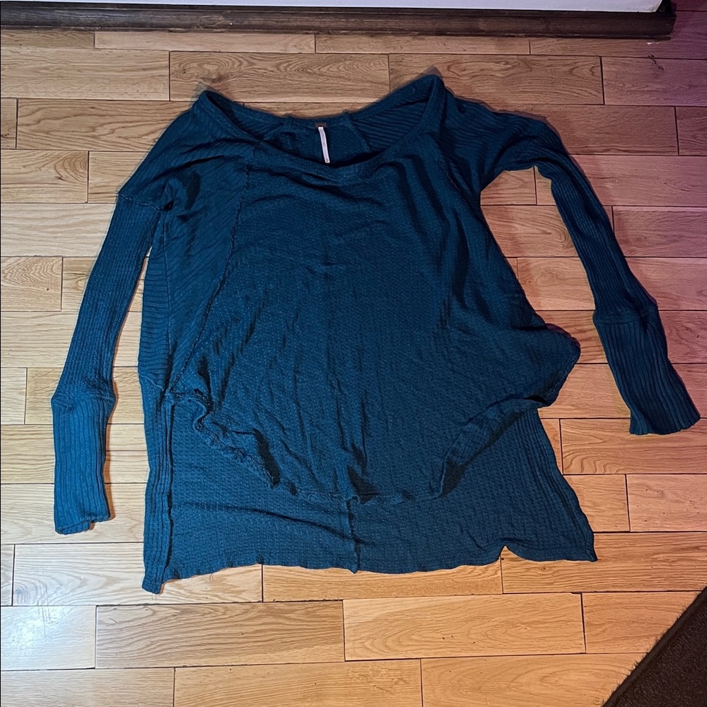 Free People Teal Long Sleeve Top